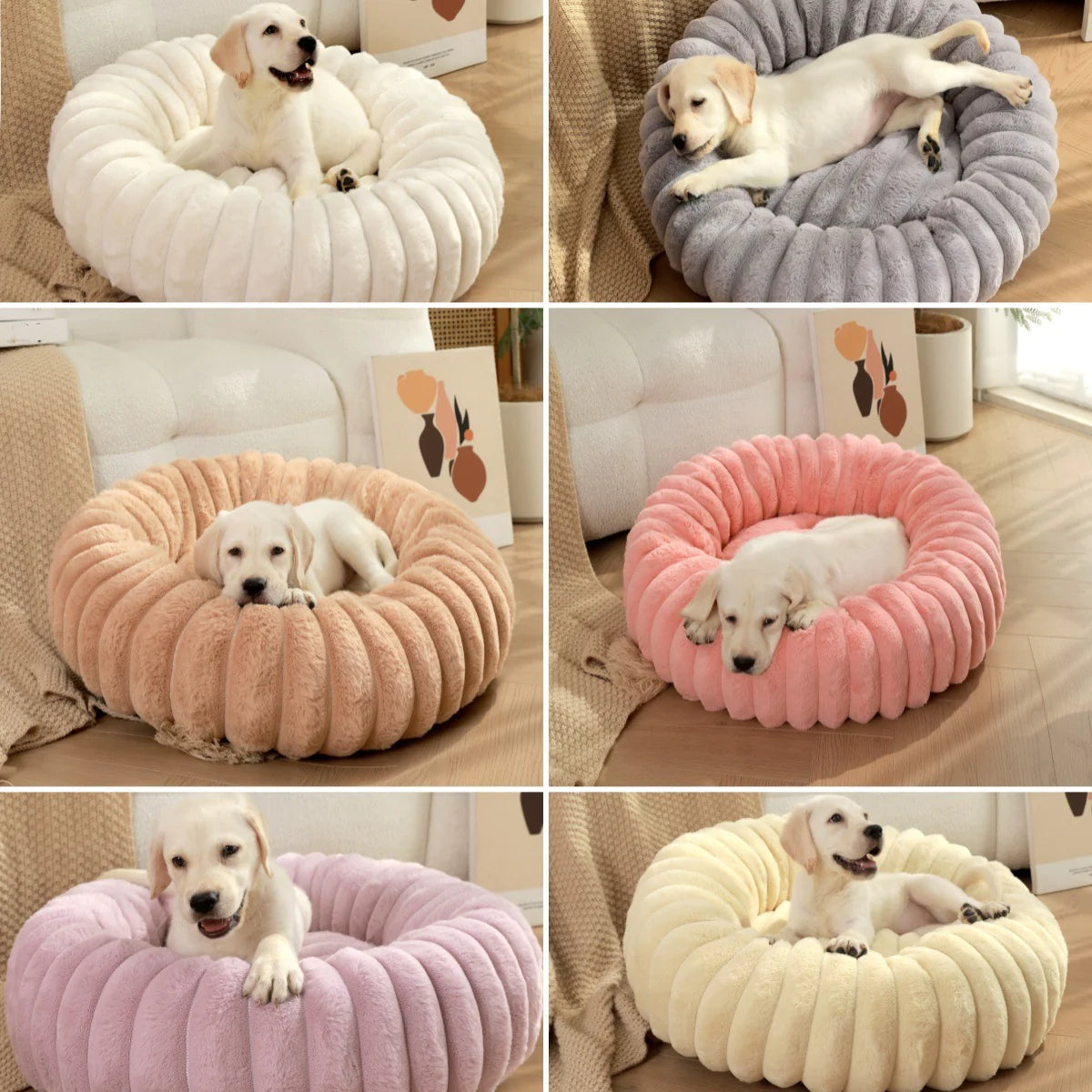 Plush Round Cat & Dog Nest – Ultra-Soft Calming Pet Bed for Small & Large Pets