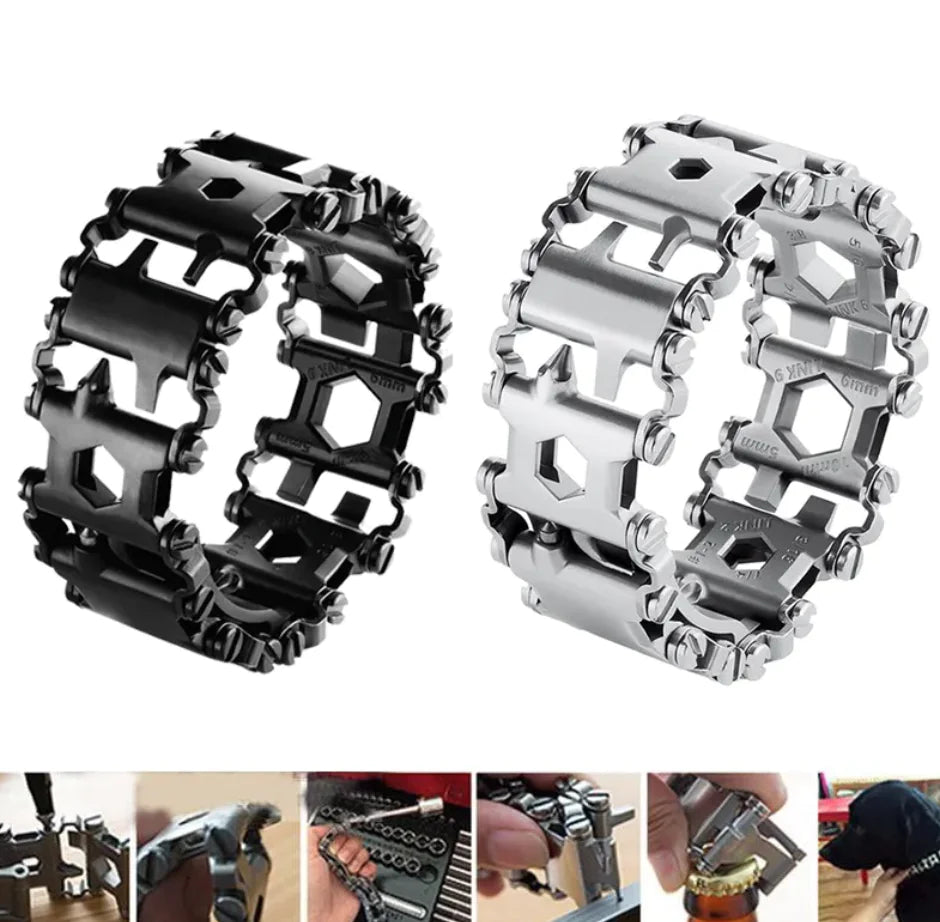 Stainless Steel Multi-Tool Bracelet – Wearable & Adjustable Survival Gear