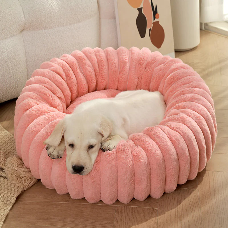 Plush Round Cat & Dog Nest – Ultra-Soft Calming Pet Bed for Small & Large Pets