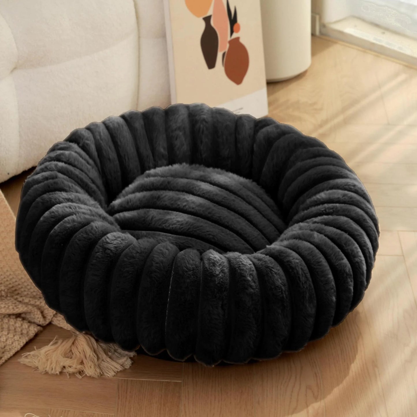 Plush Round Cat & Dog Nest – Ultra-Soft Calming Pet Bed for Small & Large Pets