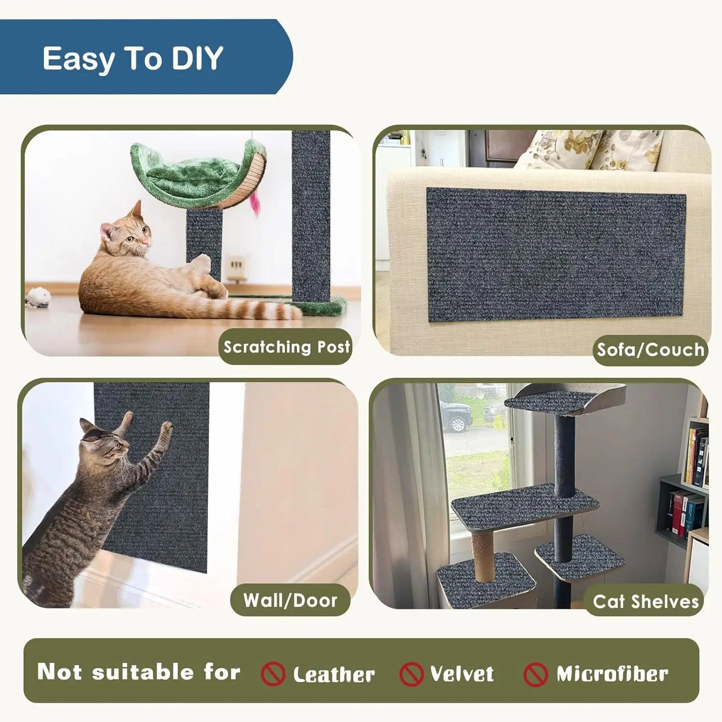 Wall Self-Adhesive Anti-Cat Scratch Sofa Protector – DIY Trimmable Scratch Board for Cats