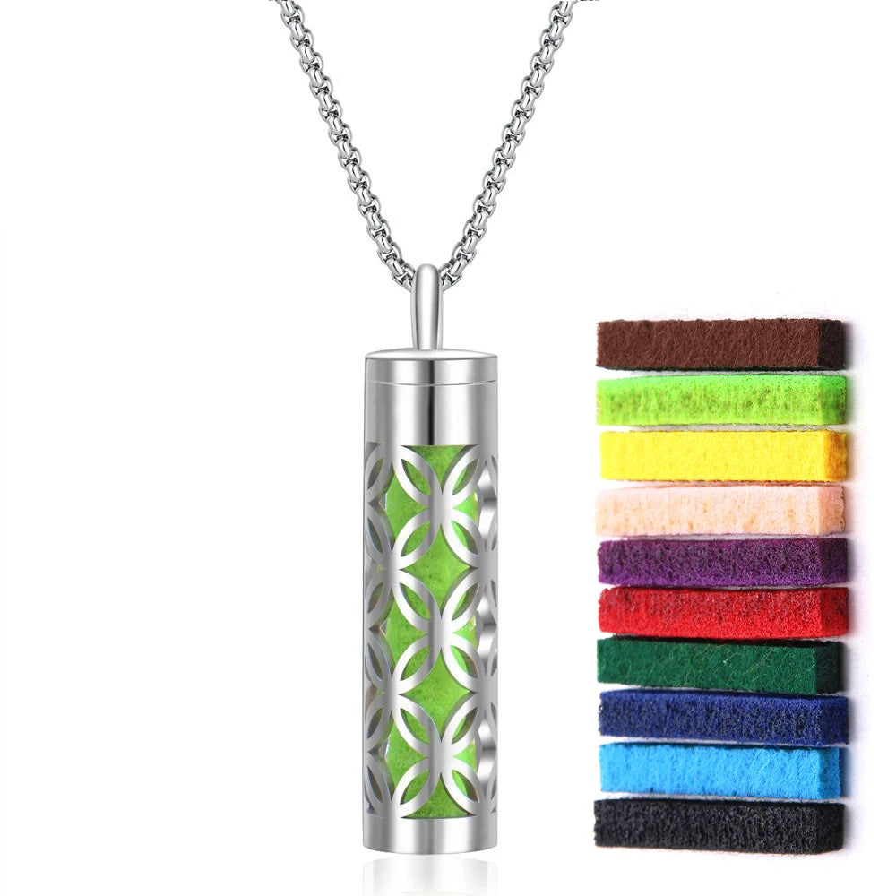 Aromatherapy Necklace Diffuser Pendant – 316L Stainless Steel Essential Oil Locket