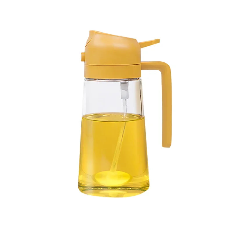 2-in-1 Glass Oil Spray Bottle with Pour Spout – Dual-Purpose Olive Oil Dispenser for Cooking & BBQ