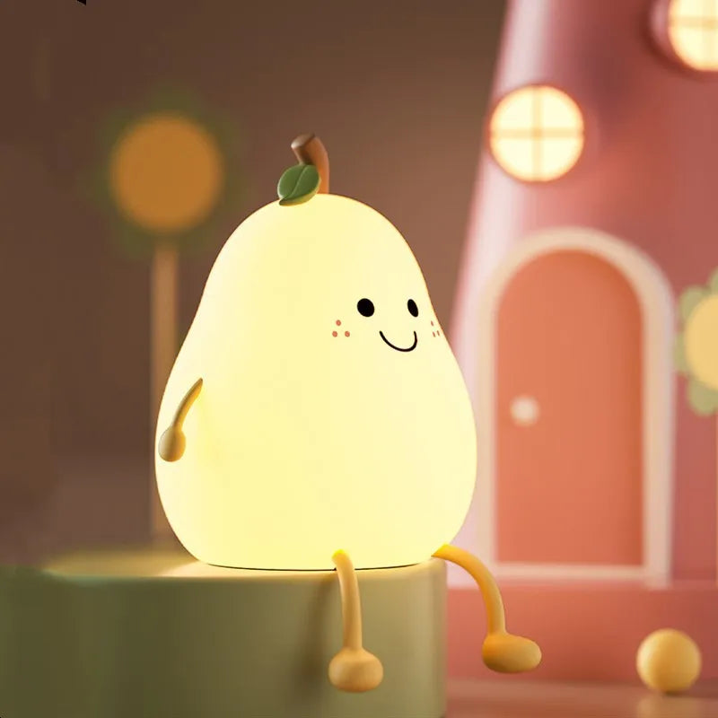 Pear-Shaped Night Light for Kids – Soft & Soothing LED Bedside Lamp