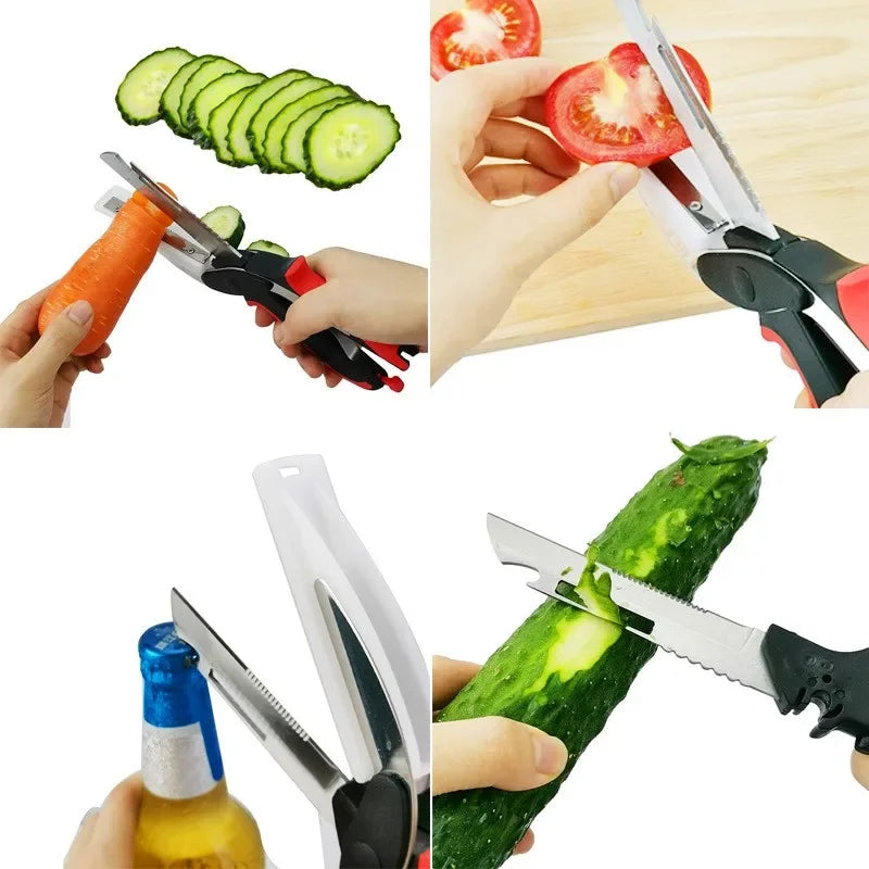 6-in-1 Kitchen Scissor Cutting Board – Multifunctional Stainless Steel Utility Cutter