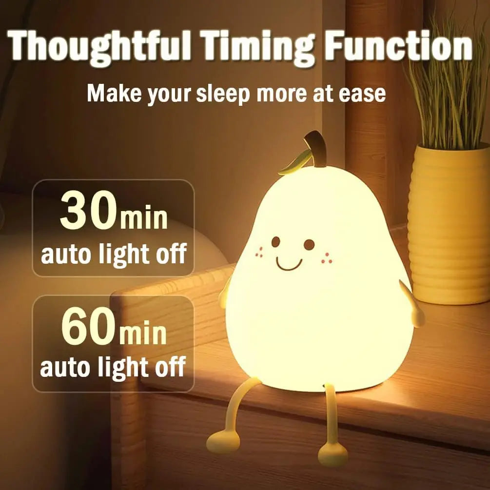 Pear-Shaped Night Light for Kids – Soft & Soothing LED Bedside Lamp