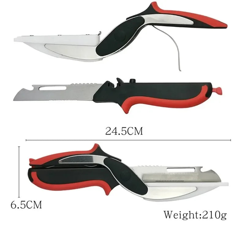 6-in-1 Kitchen Scissor Cutting Board – Multifunctional Stainless Steel Utility Cutter