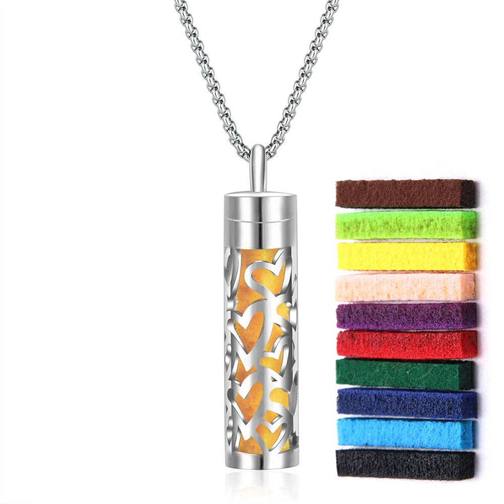 Aromatherapy Necklace Diffuser Pendant – 316L Stainless Steel Essential Oil Locket