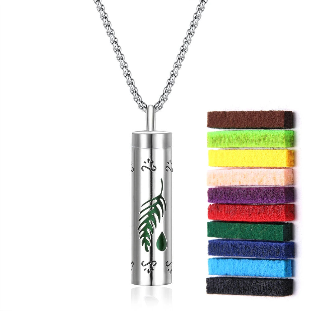 Aromatherapy Necklace Diffuser Pendant – 316L Stainless Steel Essential Oil Locket