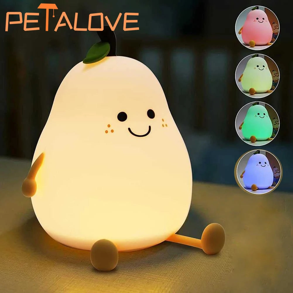 Pear-Shaped Night Light for Kids – Soft & Soothing LED Bedside Lamp