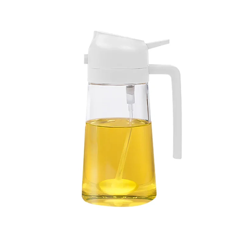 2-in-1 Glass Oil Spray Bottle with Pour Spout – Dual-Purpose Olive Oil Dispenser for Cooking & BBQ