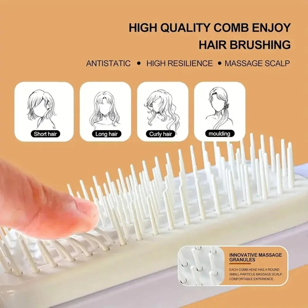 Self Cleaning Hairbrush Women Hair Brush One-key Cleaning Hair Loss Airbag Scalp Massage Comb Anti-Static Hairbrush