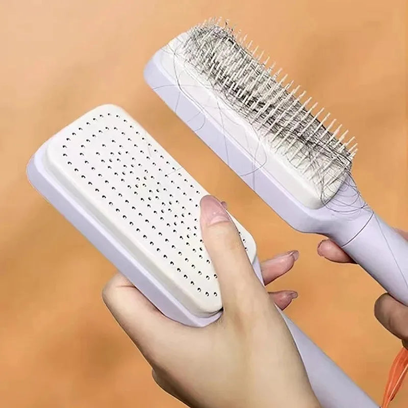 Self Cleaning Hairbrush Women Hair Brush One-key Cleaning Hair Loss Airbag Scalp Massage Comb Anti-Static Hairbrush