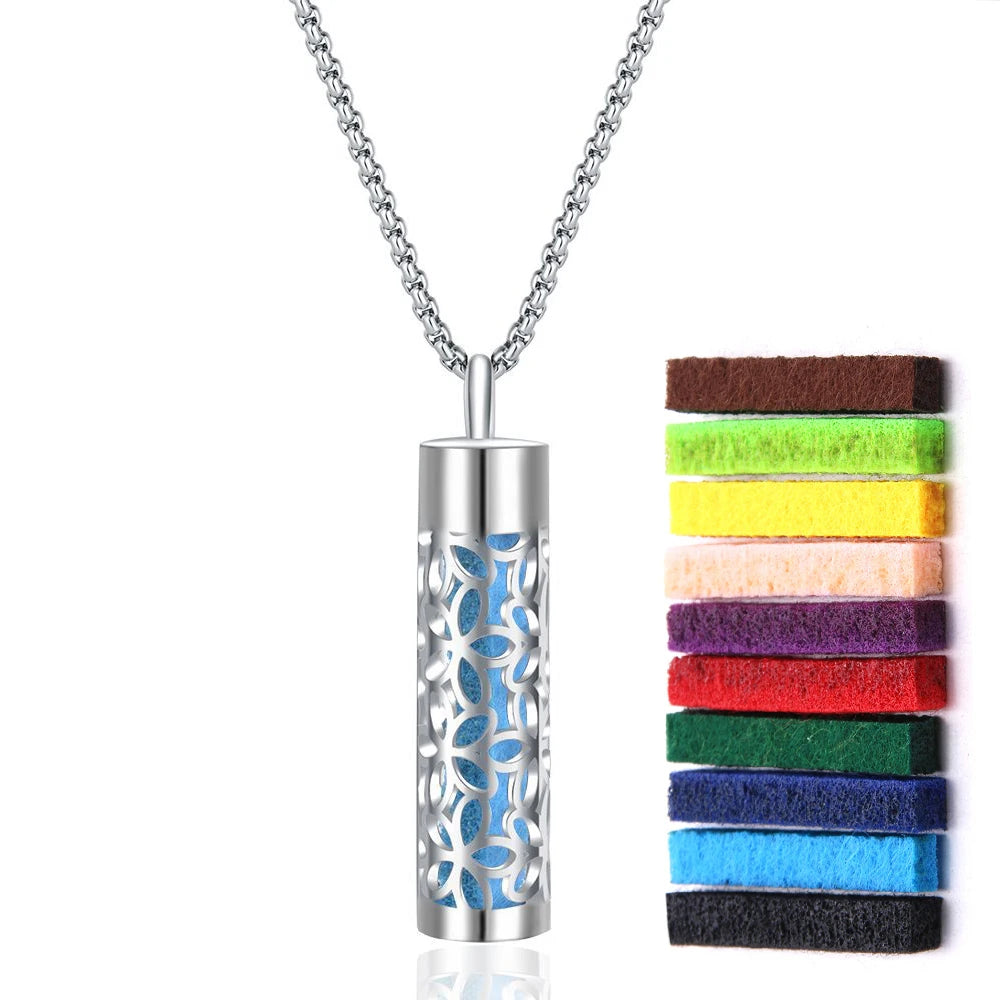 Aromatherapy Necklace Diffuser Pendant – 316L Stainless Steel Essential Oil Locket