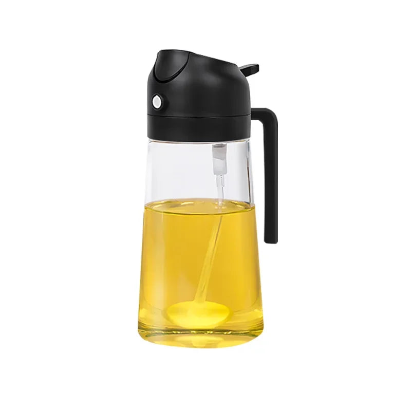 2-in-1 Glass Oil Spray Bottle with Pour Spout – Dual-Purpose Olive Oil Dispenser for Cooking & BBQ