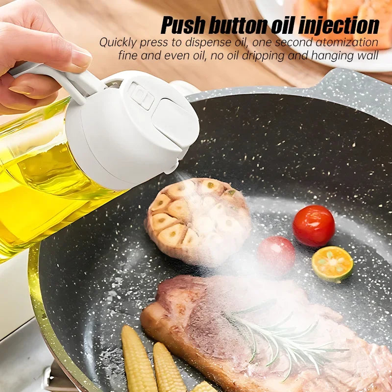 2-in-1 Glass Oil Spray Bottle with Pour Spout – Dual-Purpose Olive Oil Dispenser for Cooking & BBQ