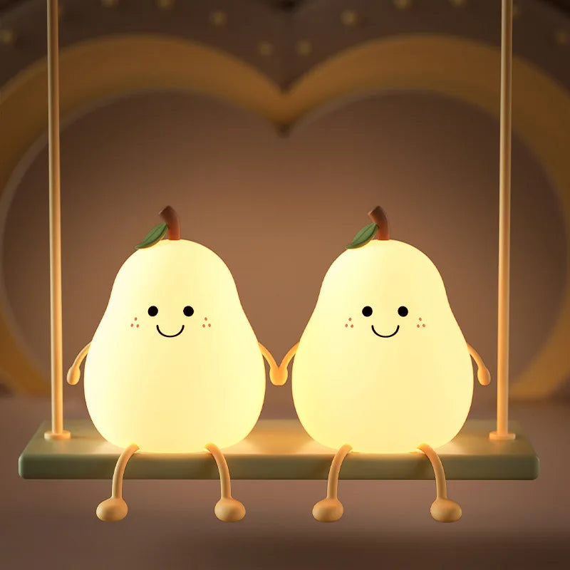 Pear-Shaped Night Light for Kids – Soft & Soothing LED Bedside Lamp