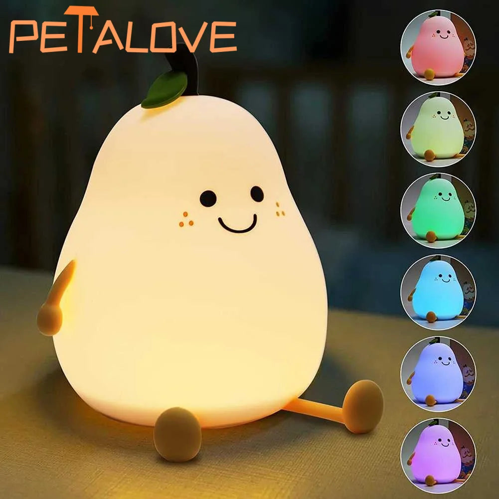 Pear-Shaped Night Light for Kids – Soft & Soothing LED Bedside Lamp