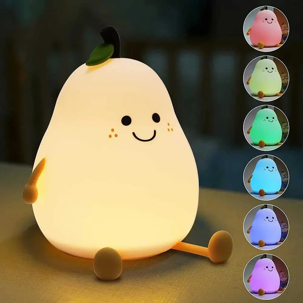 Pear-Shaped Night Light for Kids – Soft & Soothing LED Bedside Lamp