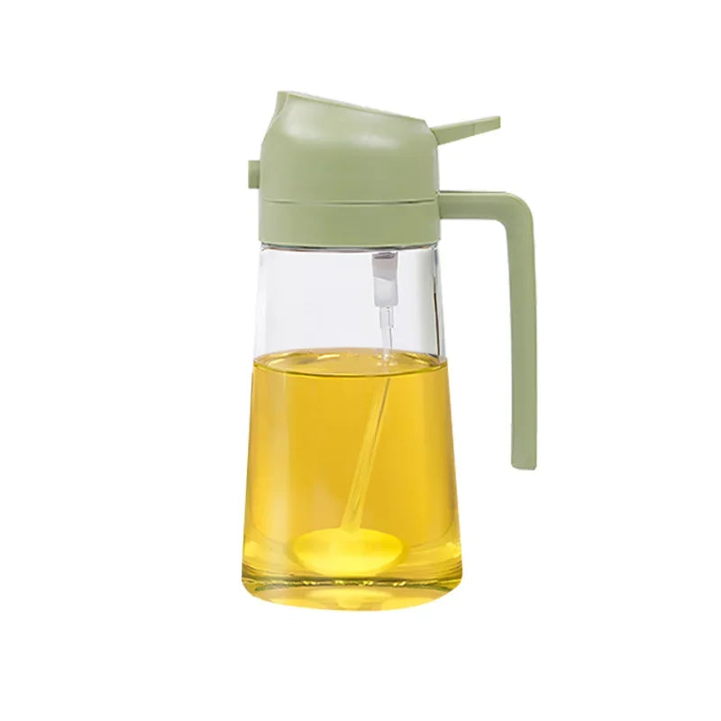 2-in-1 Glass Oil Spray Bottle with Pour Spout – Dual-Purpose Olive Oil Dispenser for Cooking & BBQ