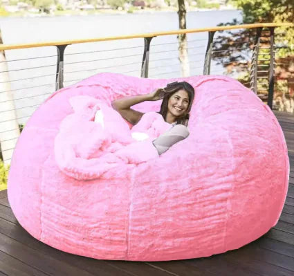 Giant 5ft Fluffy Faux Fur Bean Bag Cover