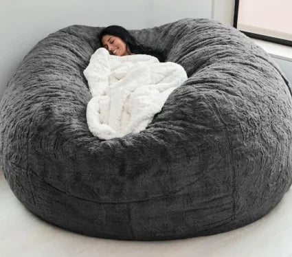 Giant 5ft Fluffy Faux Fur Bean Bag Cover