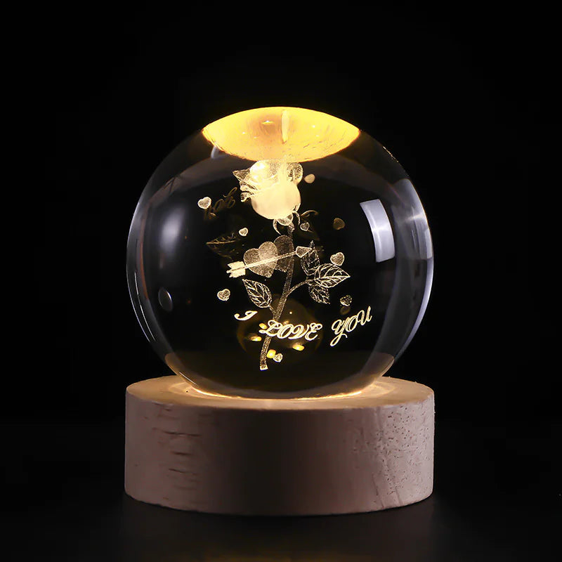 3D Crystal Solar System Night Light