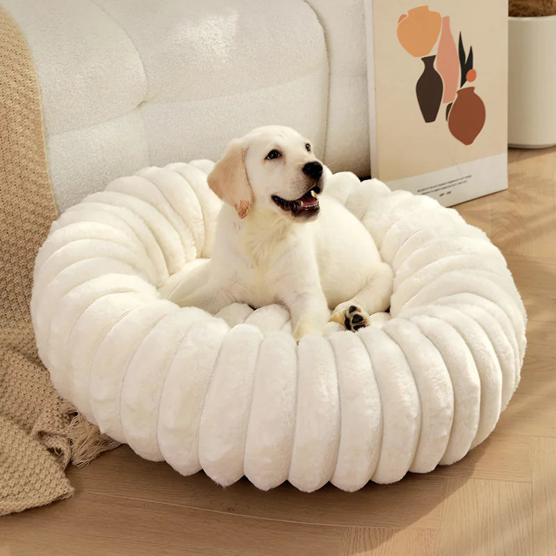 Plush Round Cat & Dog Nest – Ultra-Soft Calming Pet Bed for Small & Large Pets